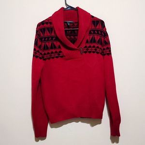 Vintage Ralph Lauren Red and Black Sweater Sz Large